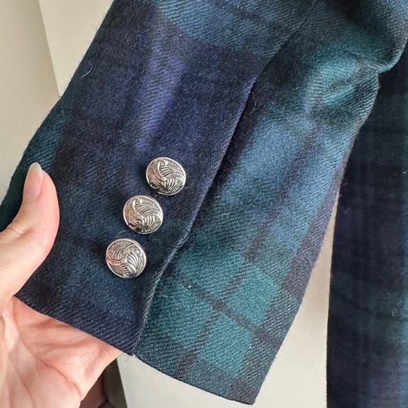 Giorgio Di Sant Angelo 100% Pure Wool Blue and Green Plaid Blazer, Size 14 - Picture 15 of 16